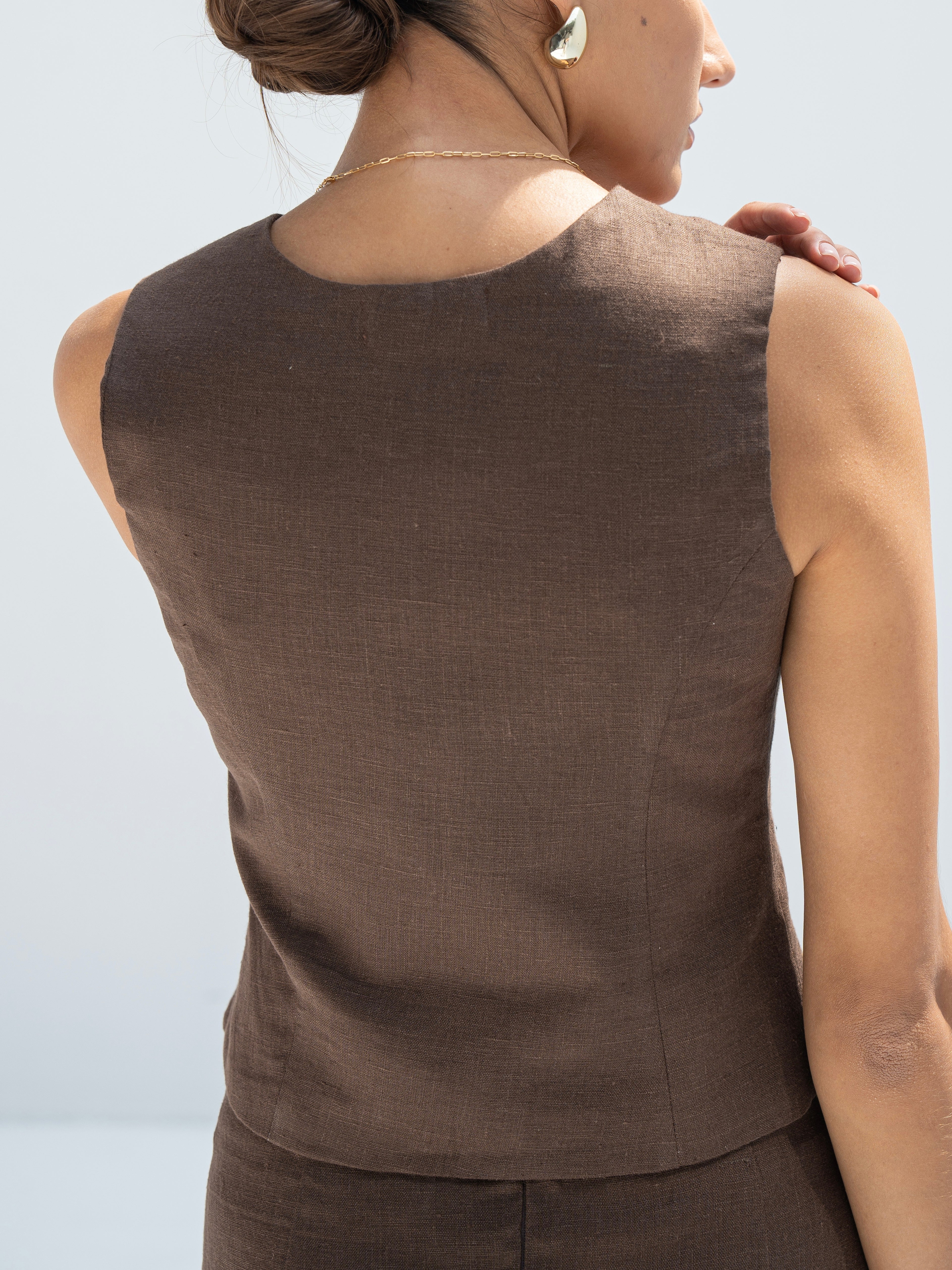 100% Linen Vest Ella